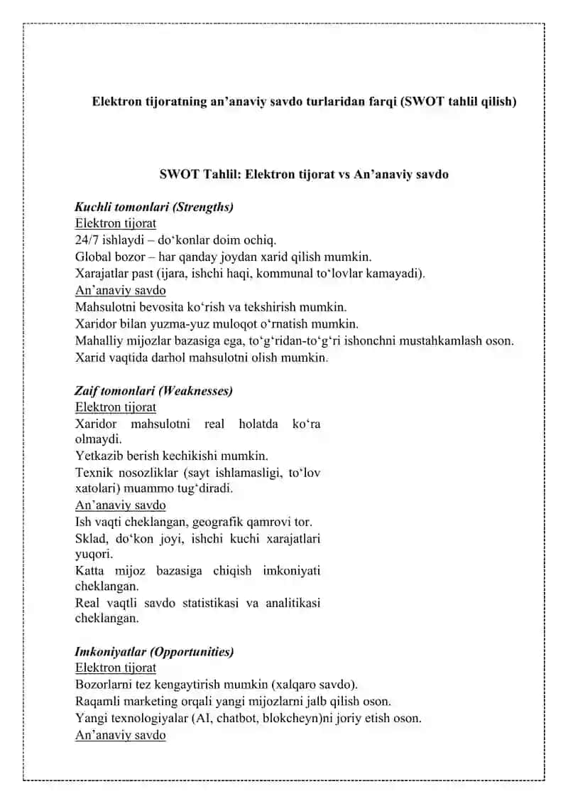 Elektron tijorat va An'anaviy savdo 2