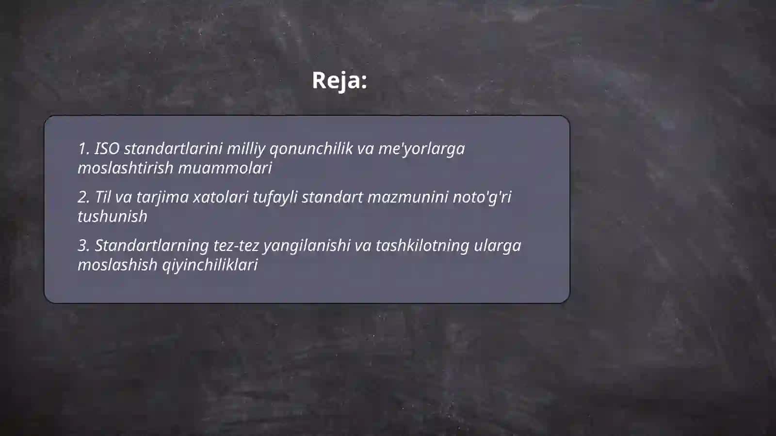 Xalqaro standartlar ISO tizimi muommolari 2