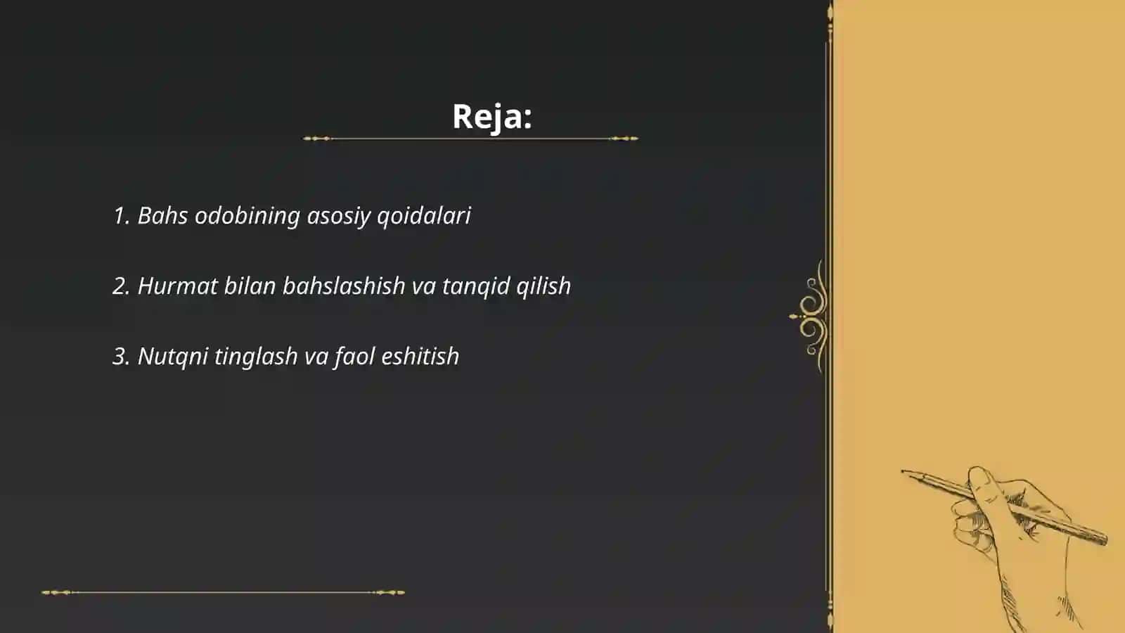 Bahs va bahslashish odobi.Matn ustida ishlash 2