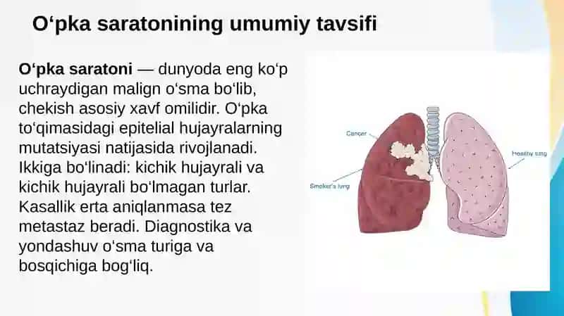 O’pka saratonining diagnostikasi va davolash usullari 2