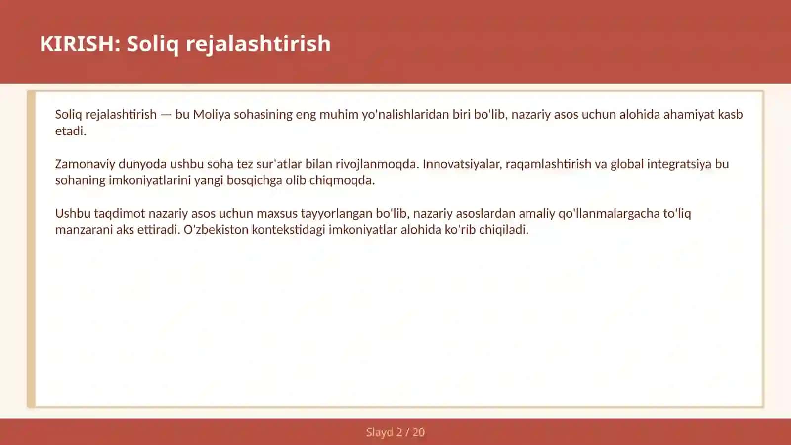 Soliq rejalashtirish 2