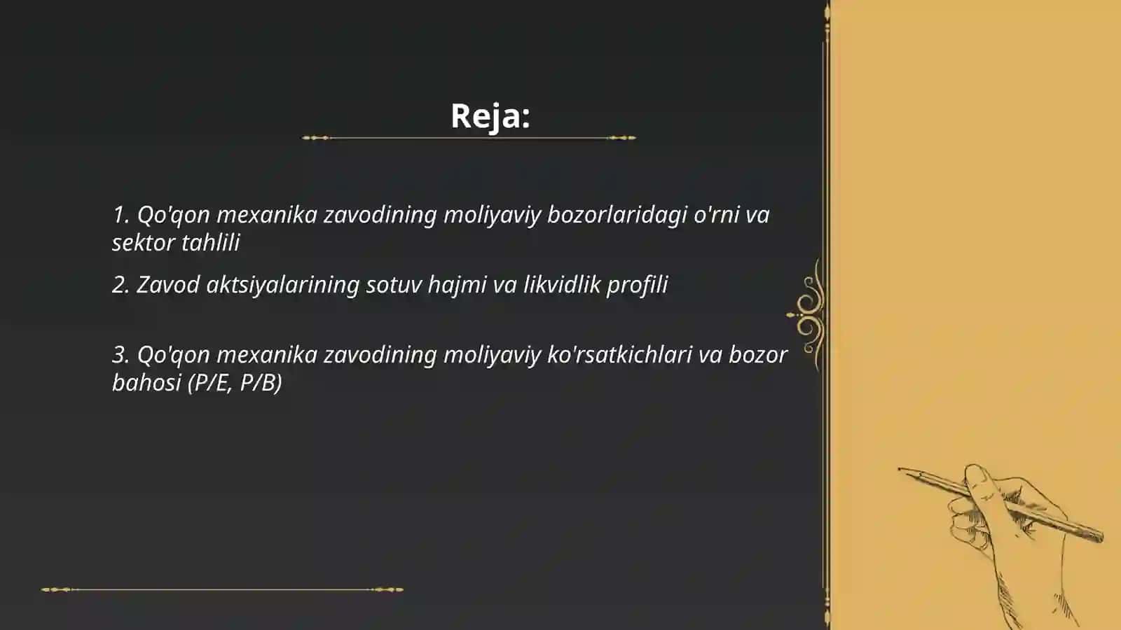 Qo'qon mexanika zavodi moliyaviy bozorlari 2
