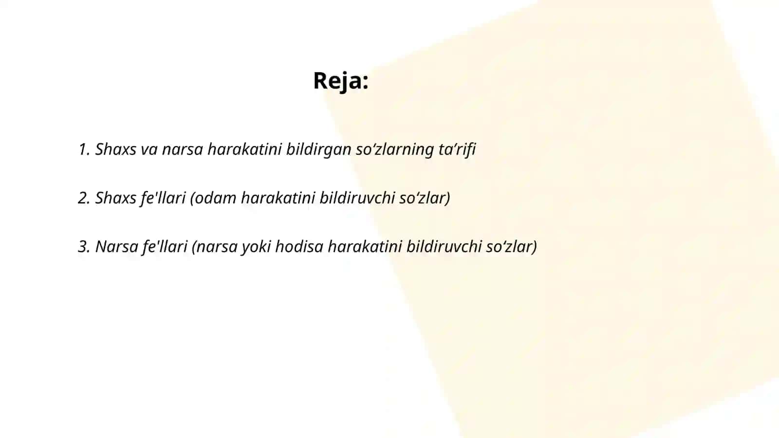 Shaxs va narsa harakatini bildirgan soʻzlar 2