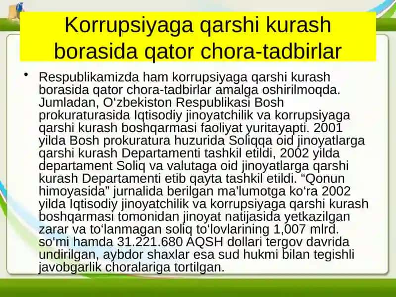 Korrupsiyaga qarshi kurashish 2