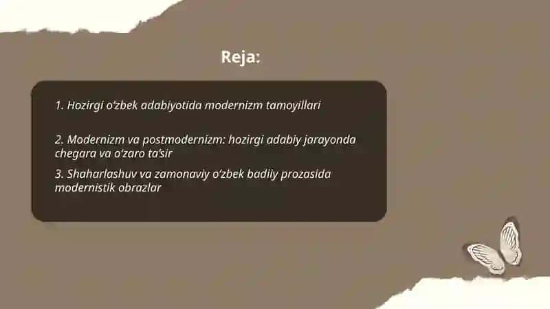 Hozirgi o‘zbek adabiyotida modernizm tamoyillari 2