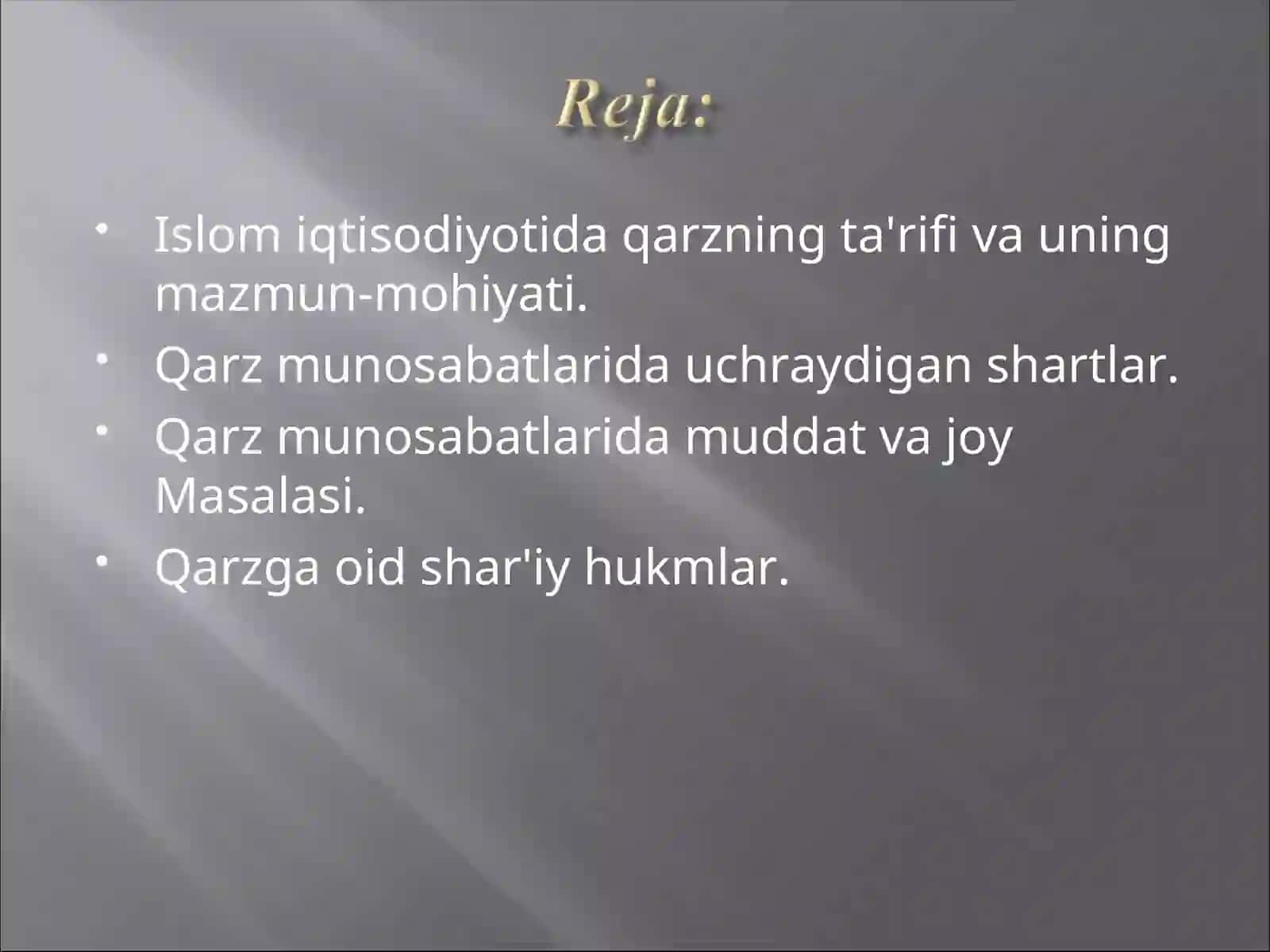Islom iqtisodiyotida qarz munosabatlari 2