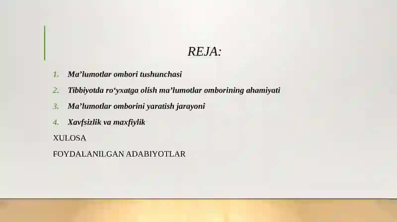 Ro‘yxatga olish ma’lumotlar omborini yaratish 2