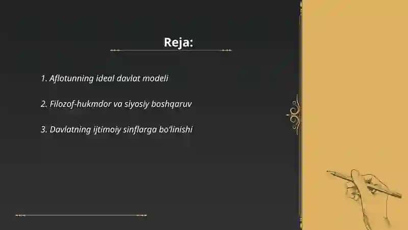 Aflotunning ideal davlat modeli 2