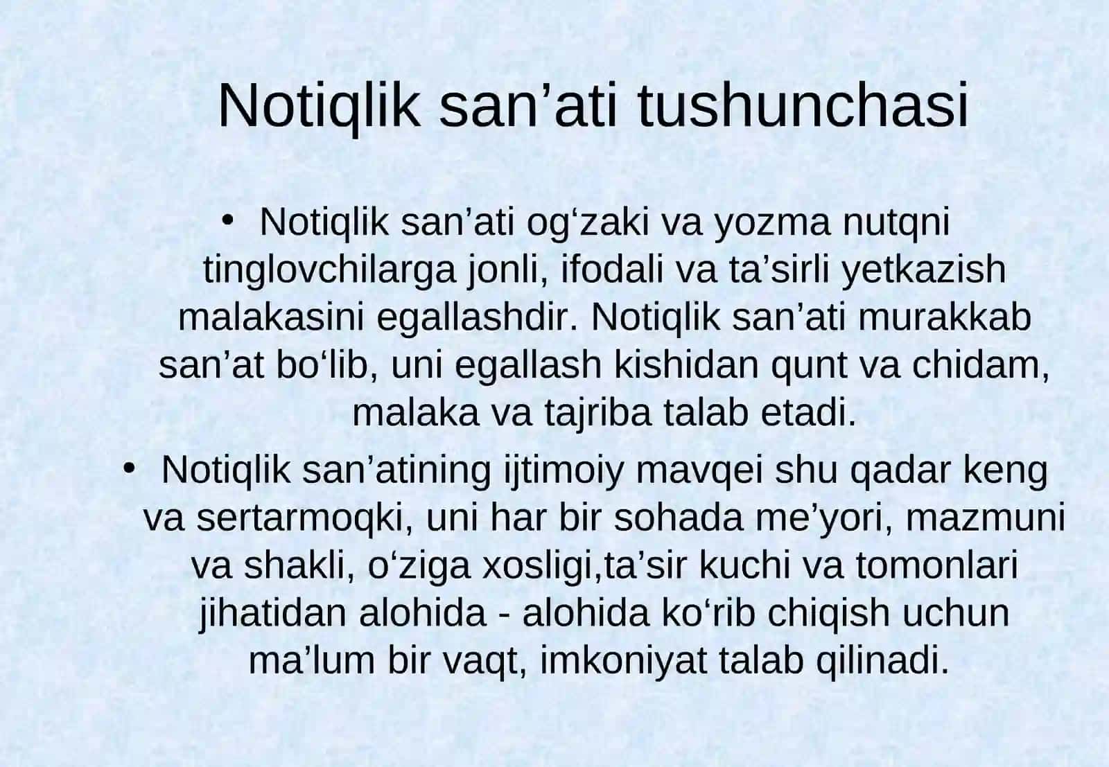 Notiqlik San'ati Tushunchasi 2