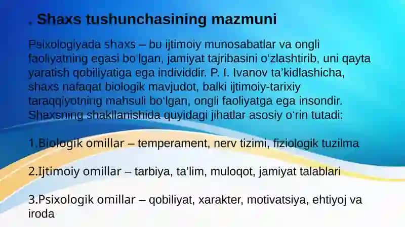 Shaxs va uning Irodaviy sohasi 2