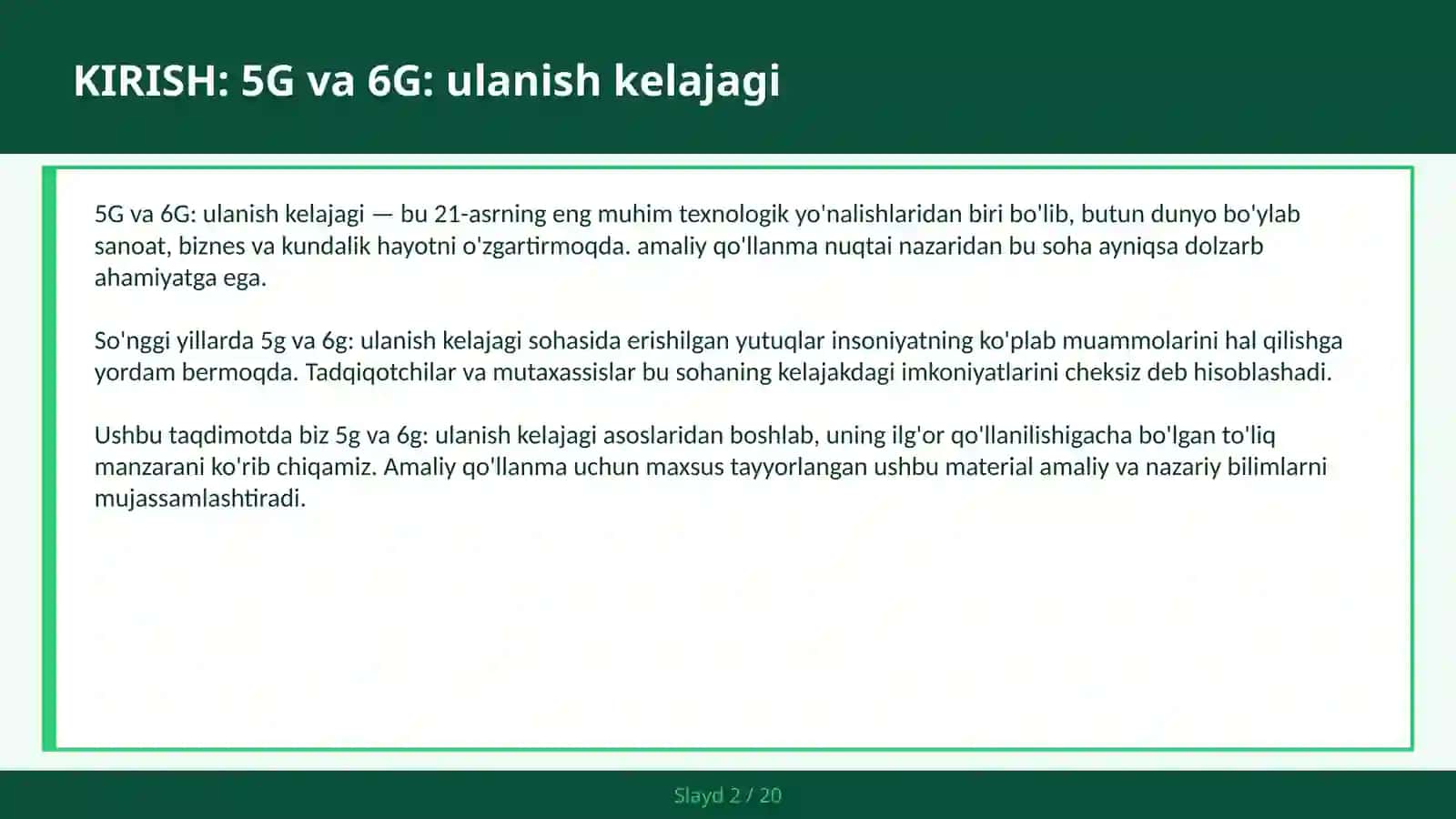 5G va 6G: Ulanish Kelajagi 2