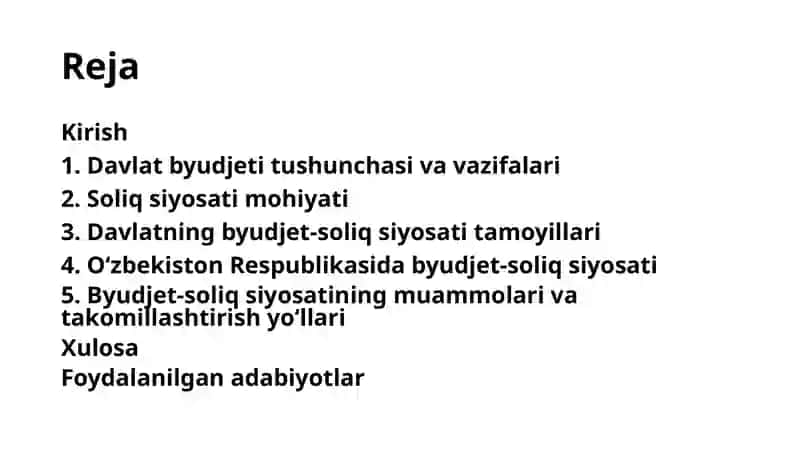 Davlatning byudjet soliq siyosati 2