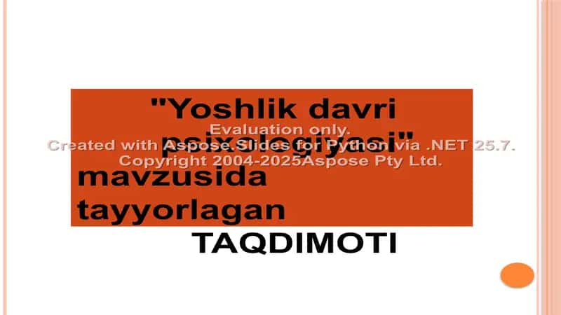 Yoshlik davri psixologiyasi 2