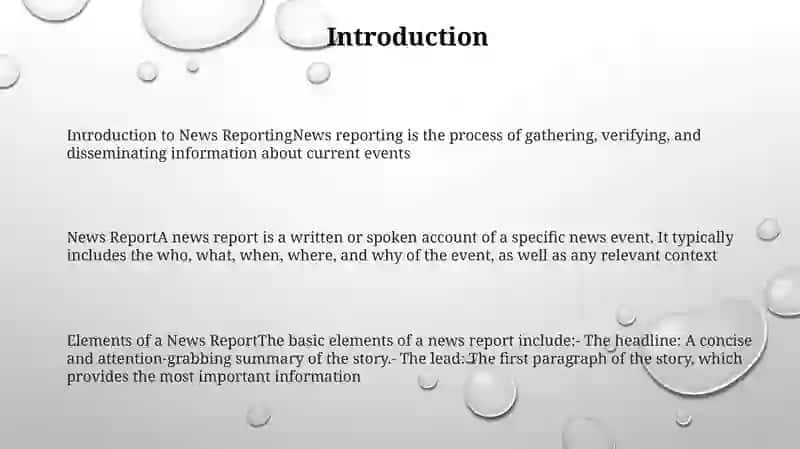 Introduction to News Reporting 2