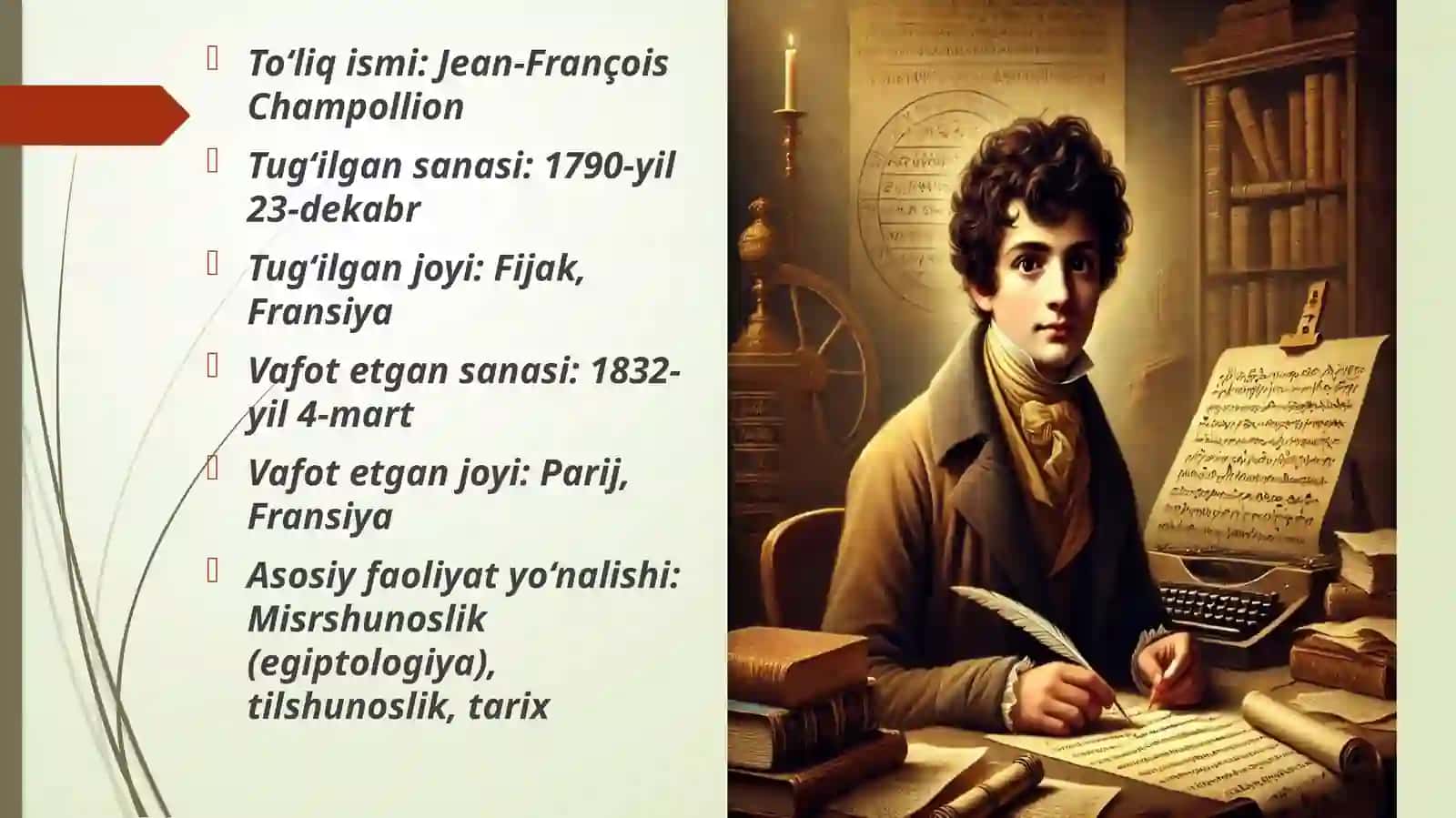 Jean-François Champollionning iyerogliflarni o‘qish yutuqlari 2