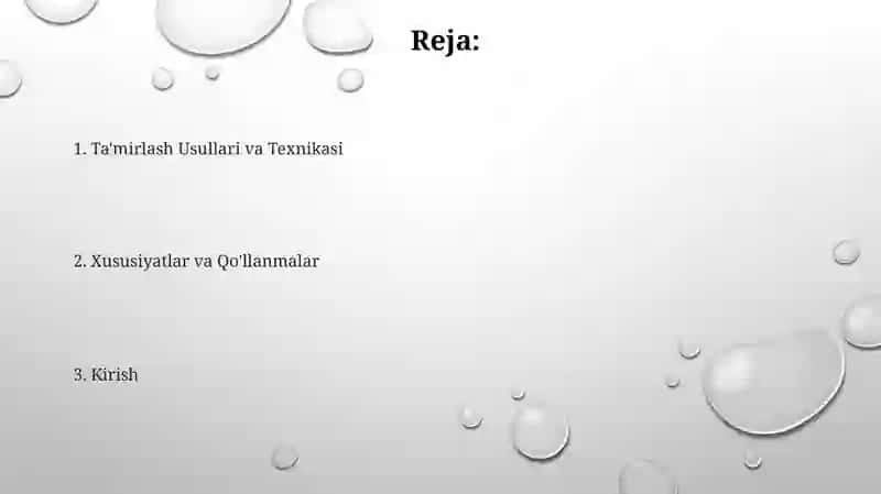 Ta'mirlash Usullari va Texnikasi 2