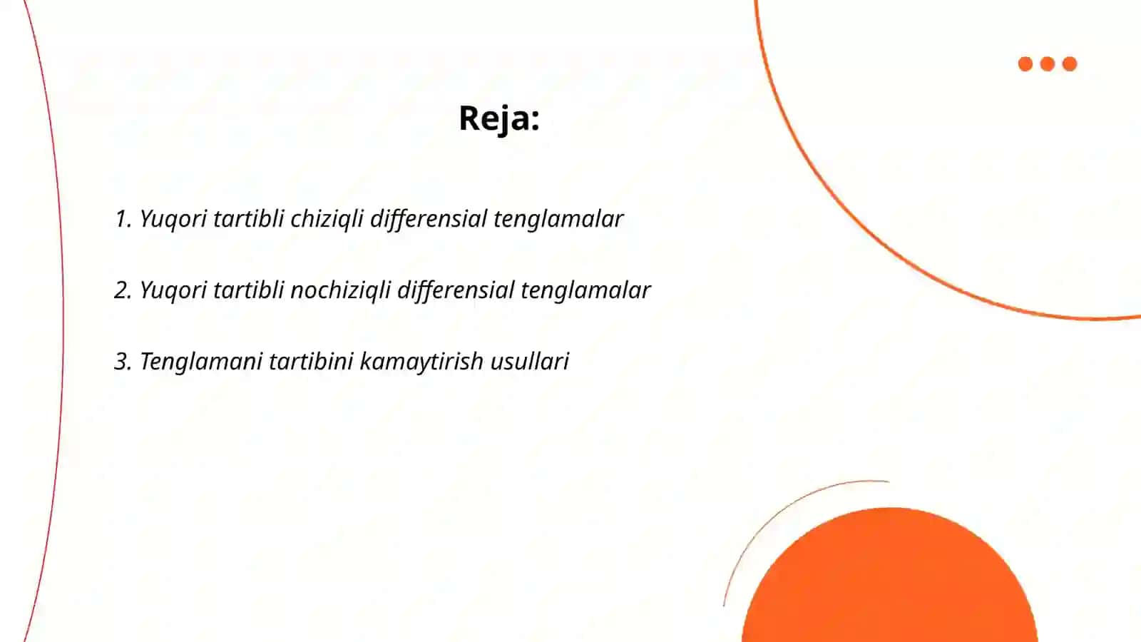 Yuqori tartibli differensial tenglamalar 2