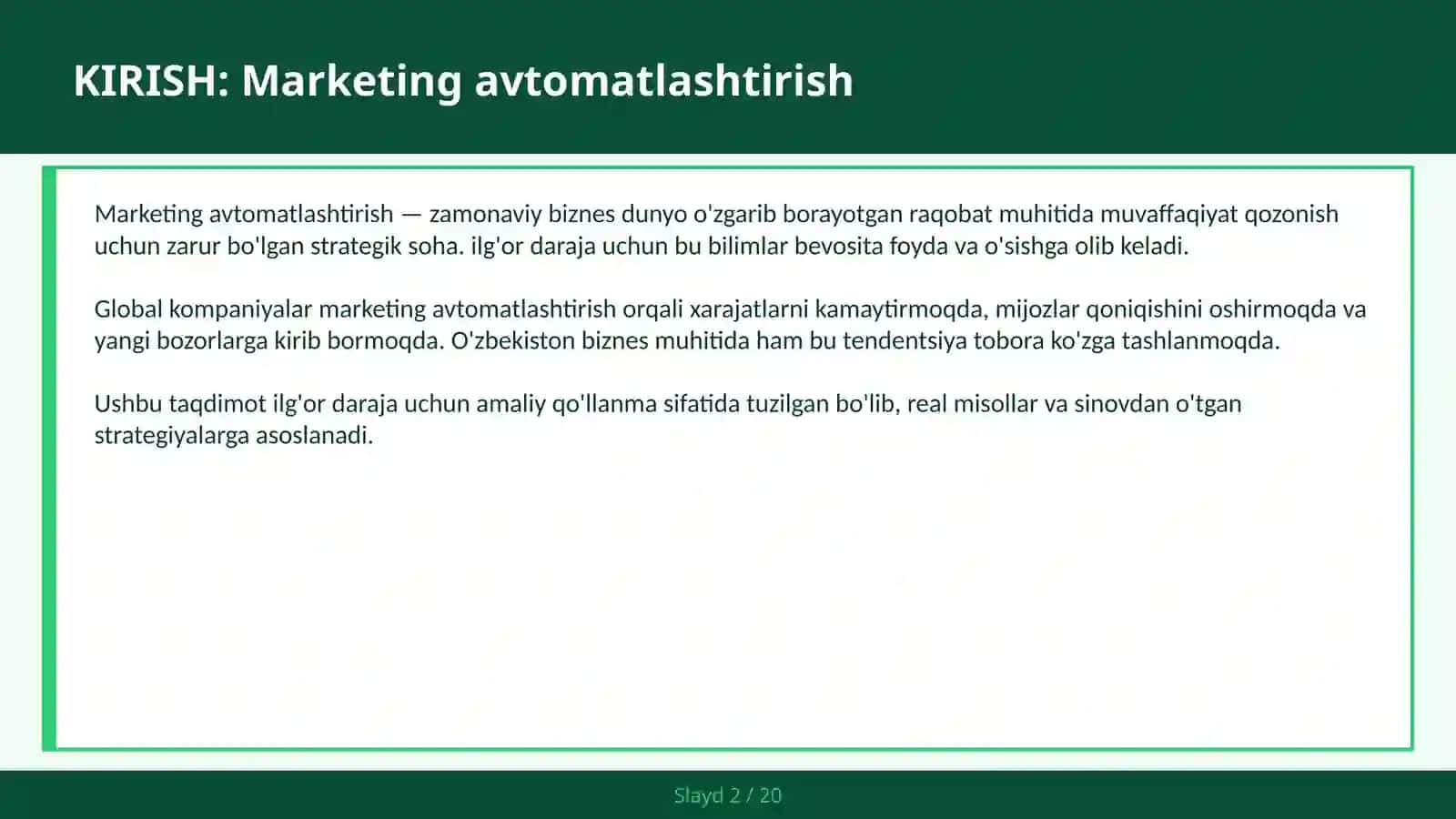 Marketing avtomatlashtirish 2