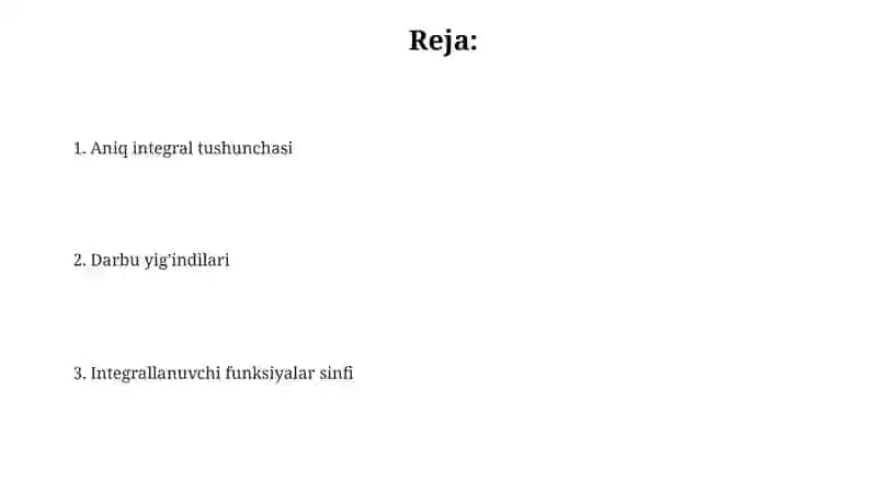 Aniq integral tushunchasi 2