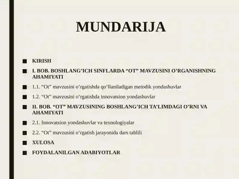 Boshlang‘ich sinflarda “Ot” mavzusini o‘rgatish metodikasi 2