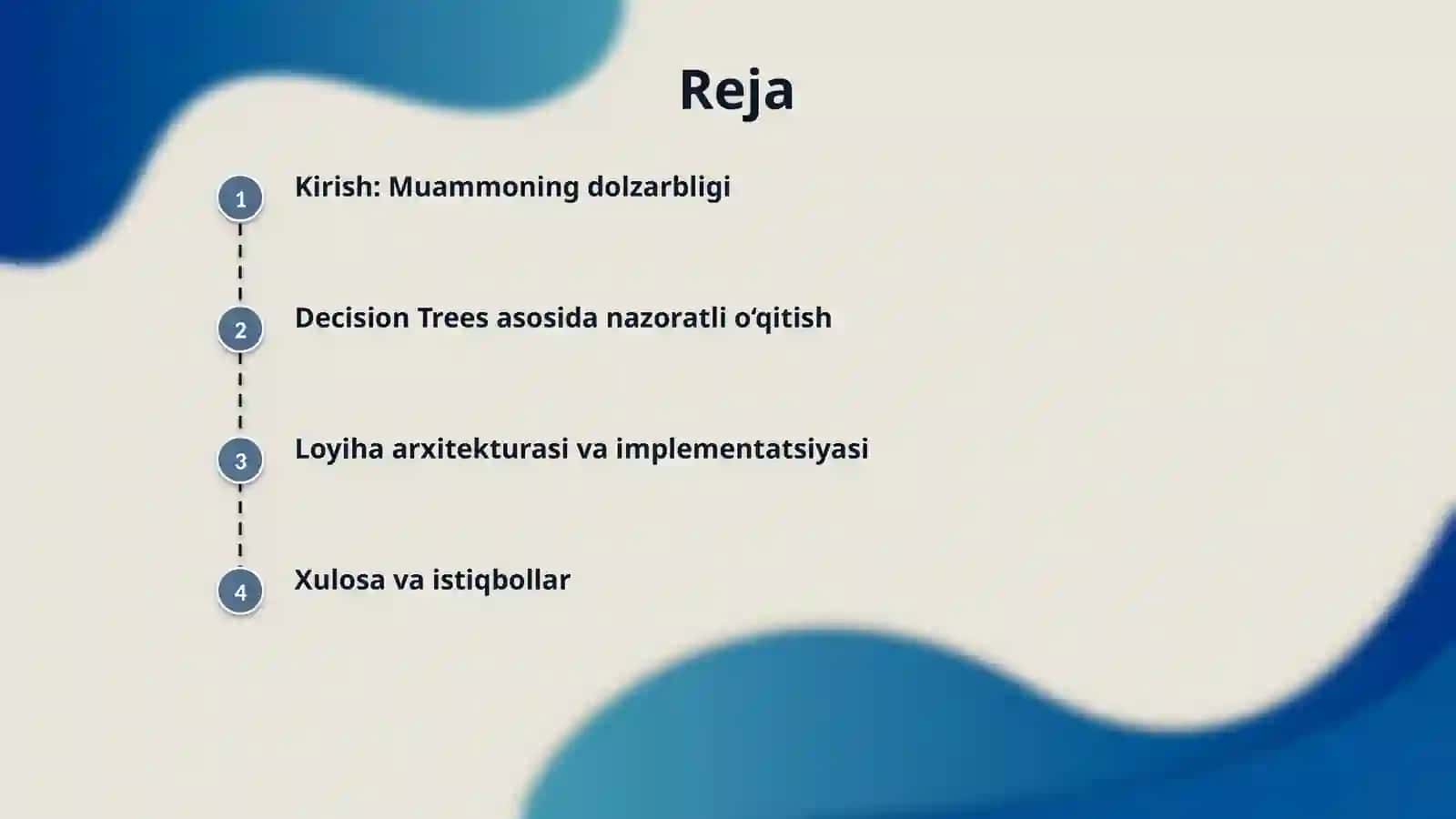 Nazorat ostida o‘qitishning Decision trees algoritimi asosida loyiha bajarish 2