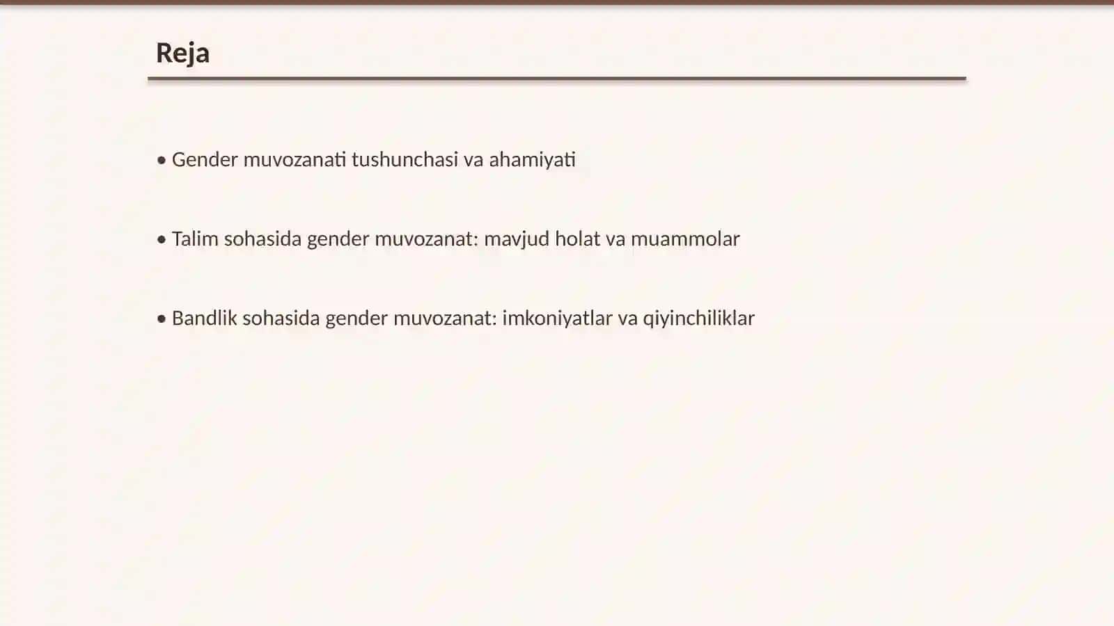 Talim va bandlik sohasida gender muvozanat 2