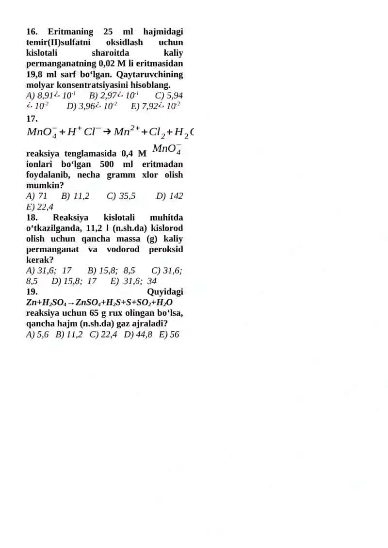 HISOBLANADIGAN MASALALAR 2