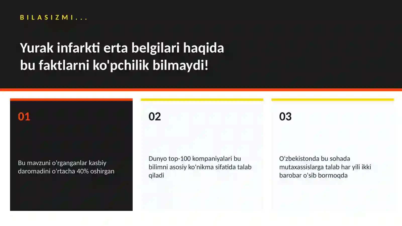 Yurak infarkti erta belgilari 2