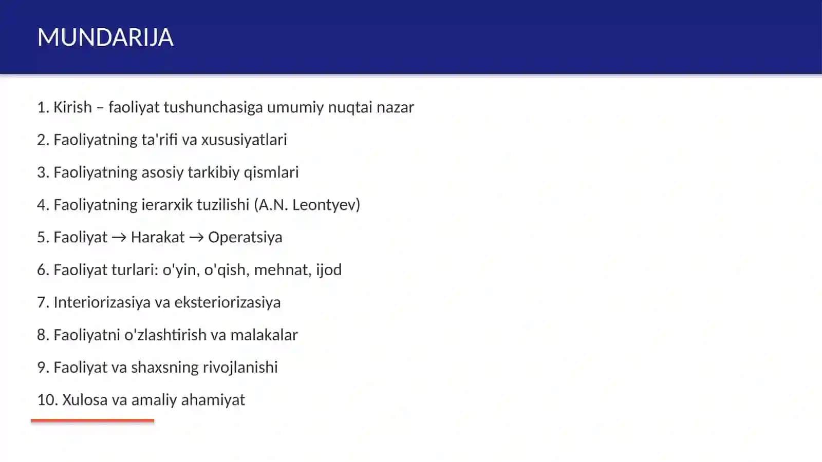 Faoliyat va uning tuzilishi 2