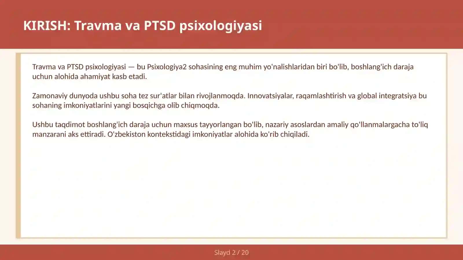 Travma va PTSD Psixologiyasi 2