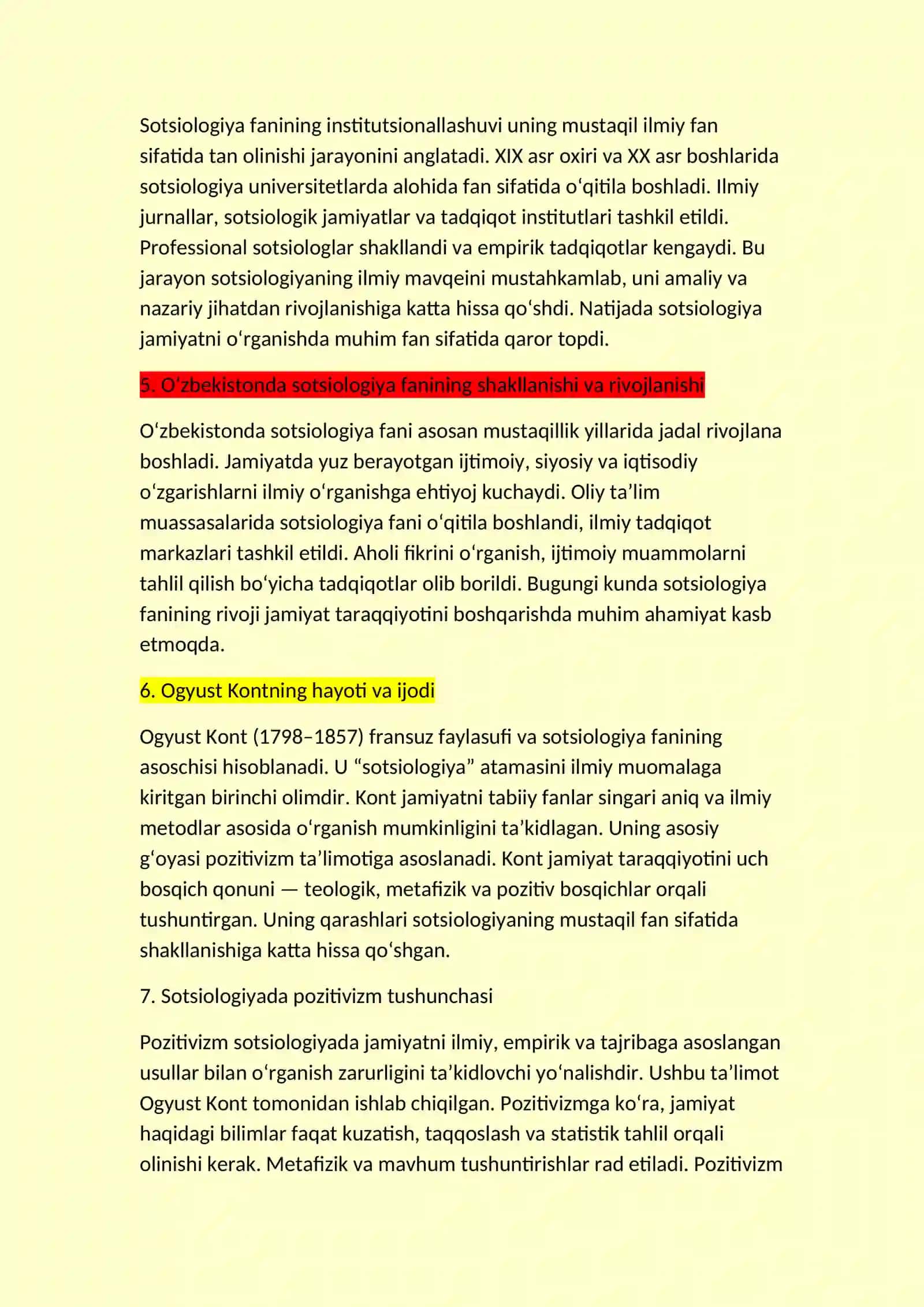 Sotsiologiya tarixidan savollarga javoblar 2
