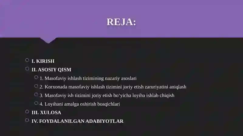 Masofaviy ishlash tizimini joriy etish 2