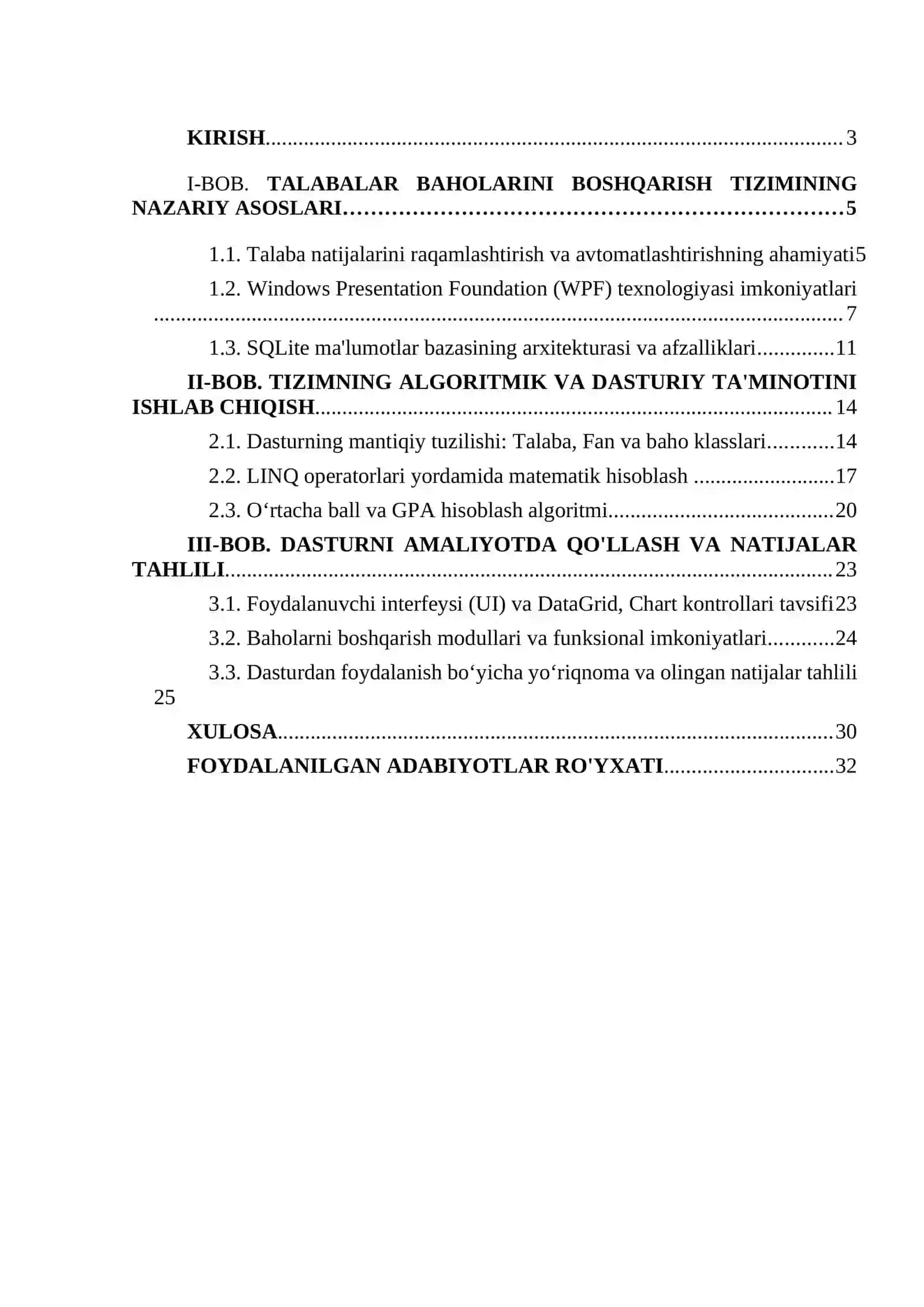 Elektron jurnal –talabalarni baholarini boshqarish tizimi 2