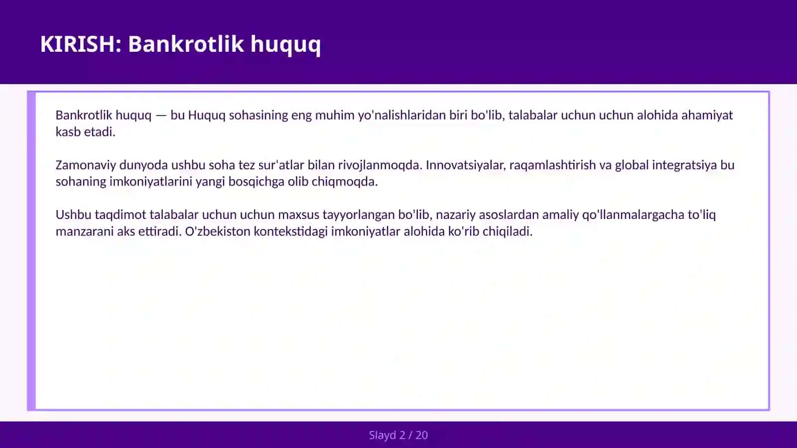 Bankrotlik huquq 2