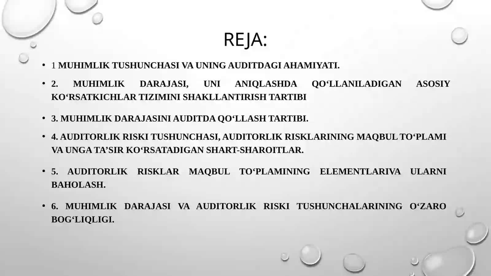 Audit damuhimliktushunchasi va auditorlik riski 2