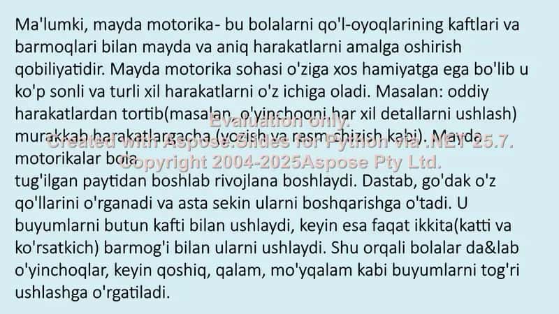 Mayda motorikasini rivojlantiruvchi o'yinlar 2