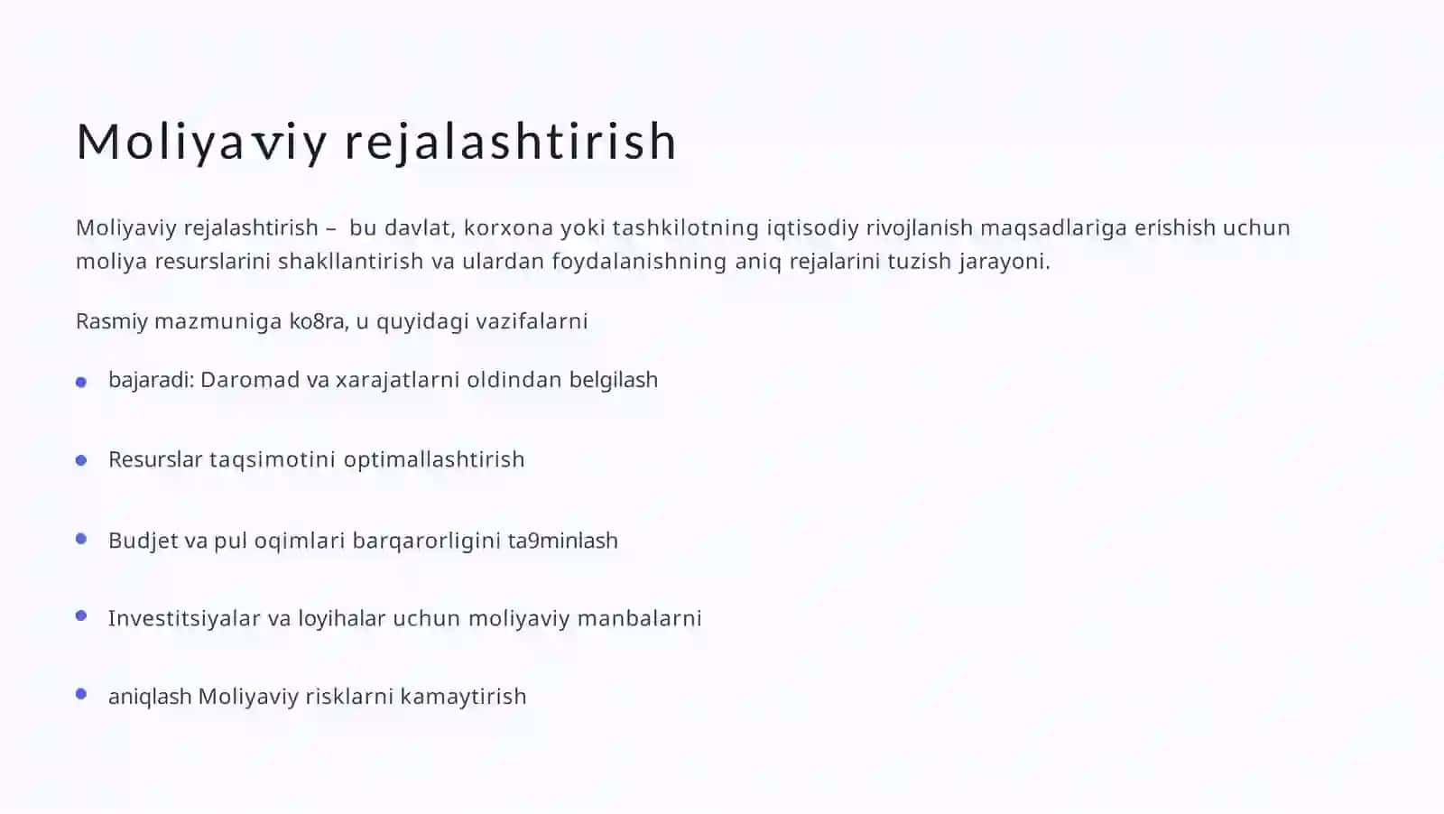 Moliyaviy rejalashtirish va Prognozlash 2