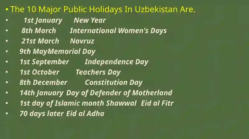 Public Holidays and Celebrations in Uzbekistan 2