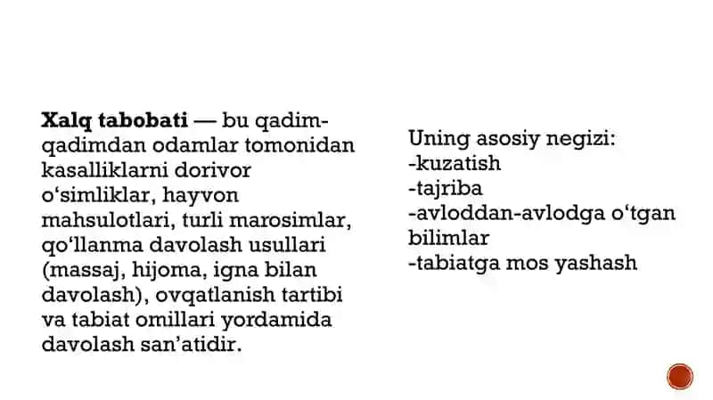 Xalq tabobati rivojlanishining tarixi va oʻrni 2
