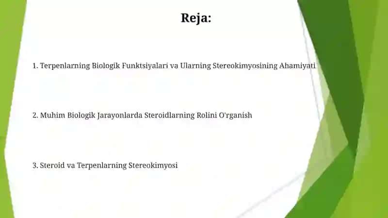 Steroidlar va terpenlarning stereokimyosi 2