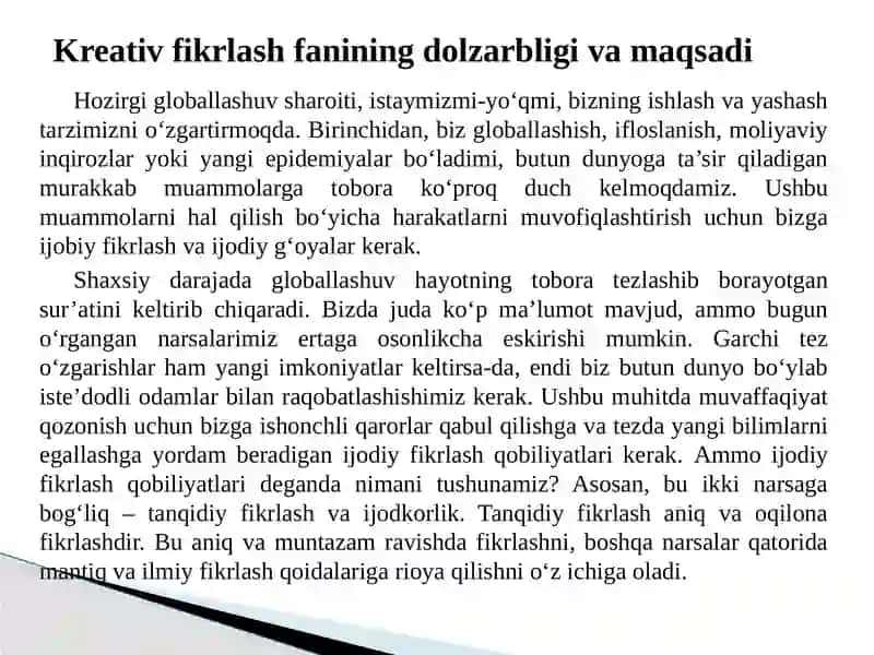 Kreativ fikrlash 2