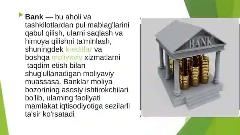 Bank tizimi.Pul kiridit siyosati 2