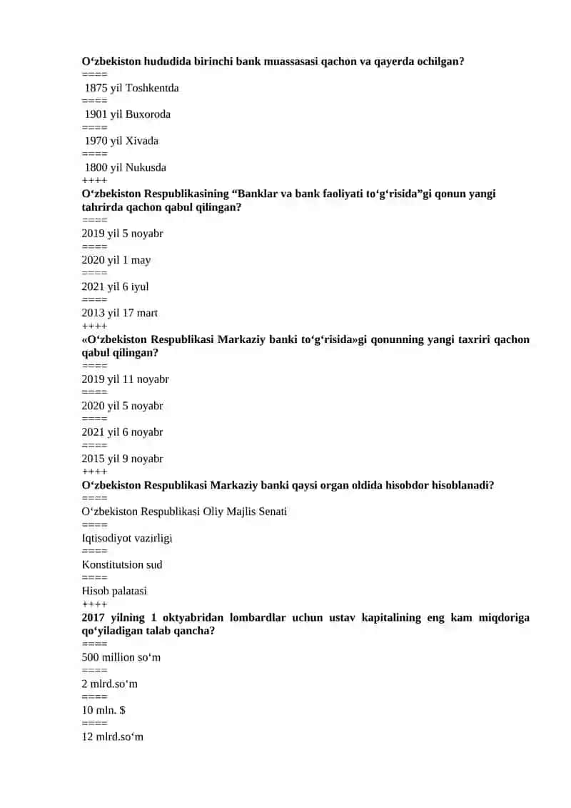 bank ishi test yakuniy 2
