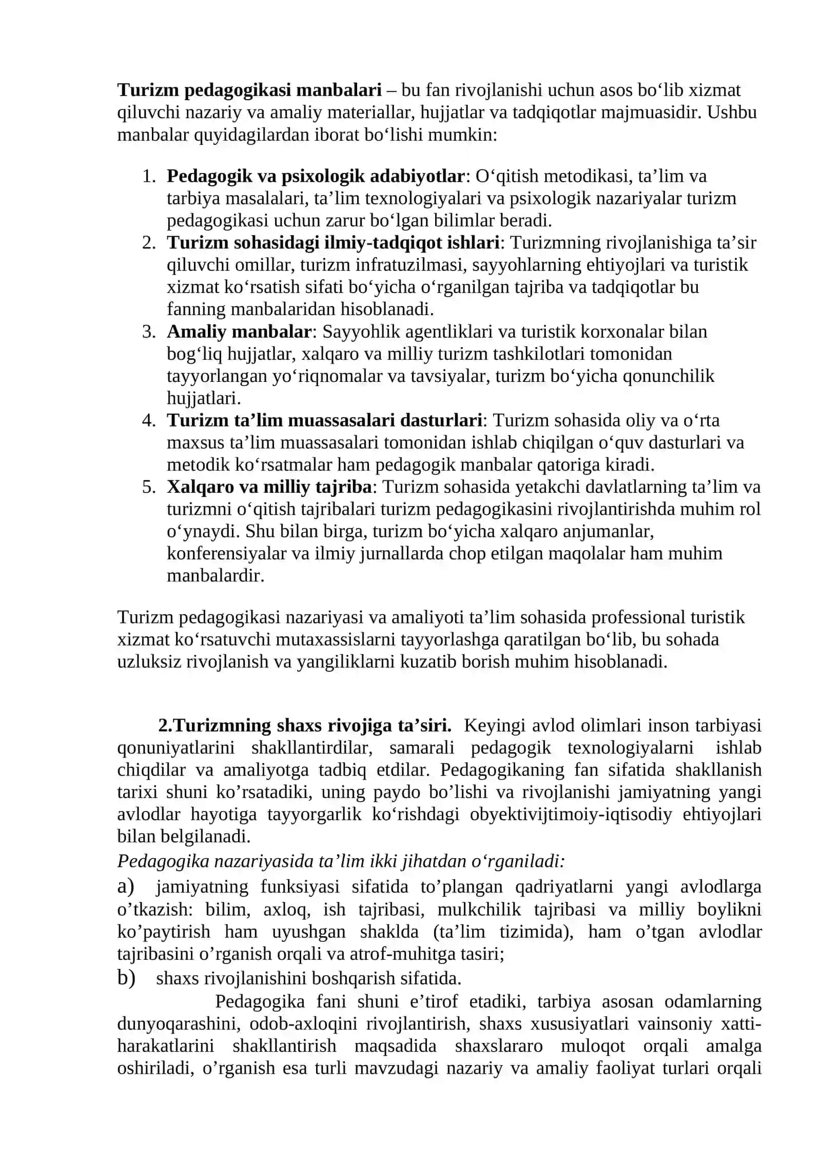 Turizmning ahamiyati va rivojlanish tarixi 2