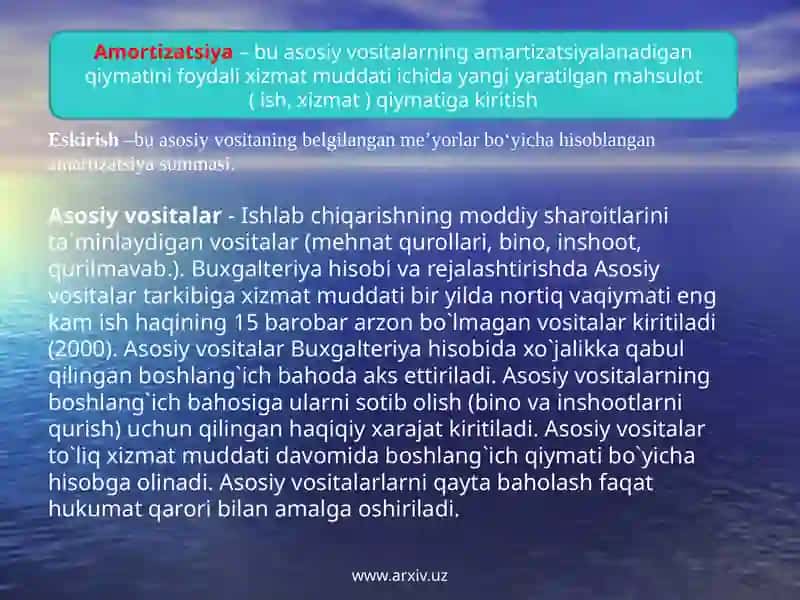 Asosiy Vositalar Amortizatsiyasi 2