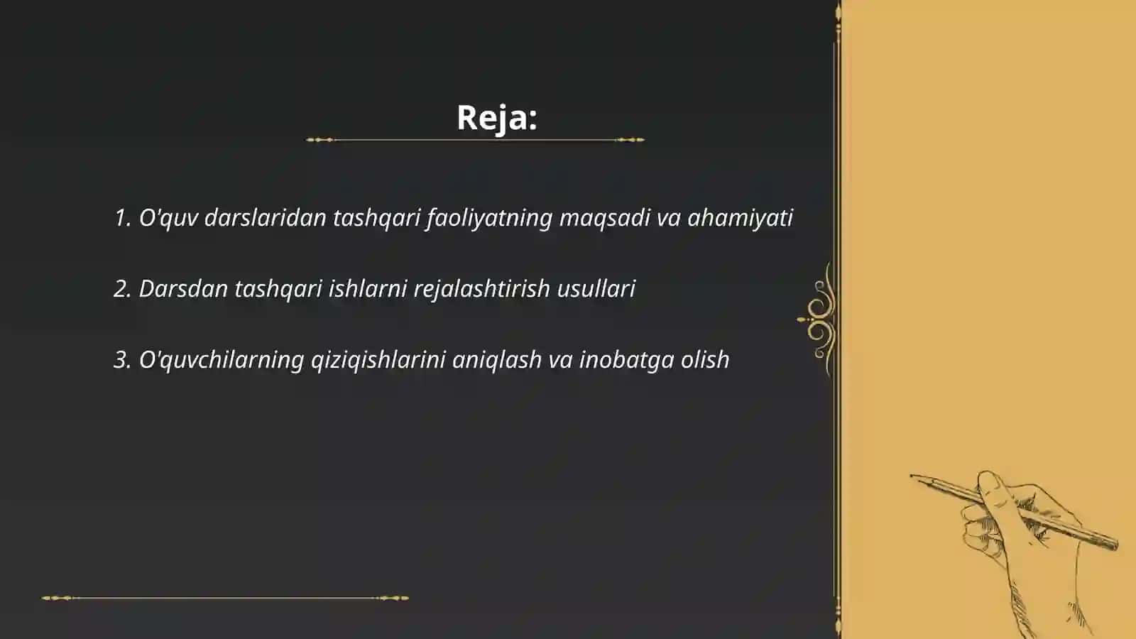 Darsdan tashqari ishlarni tashkil qilish metadikasi 2