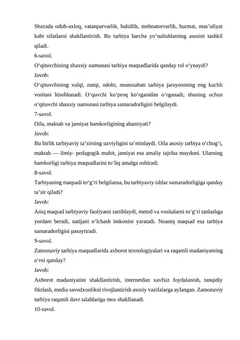 Tarbiyaning maqsad va vazifalari 2