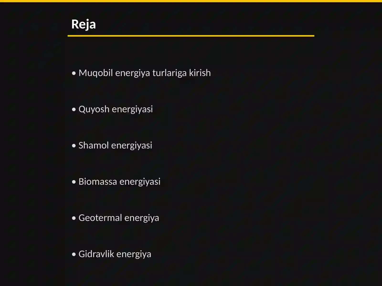 Muqobil energiya turlari 2