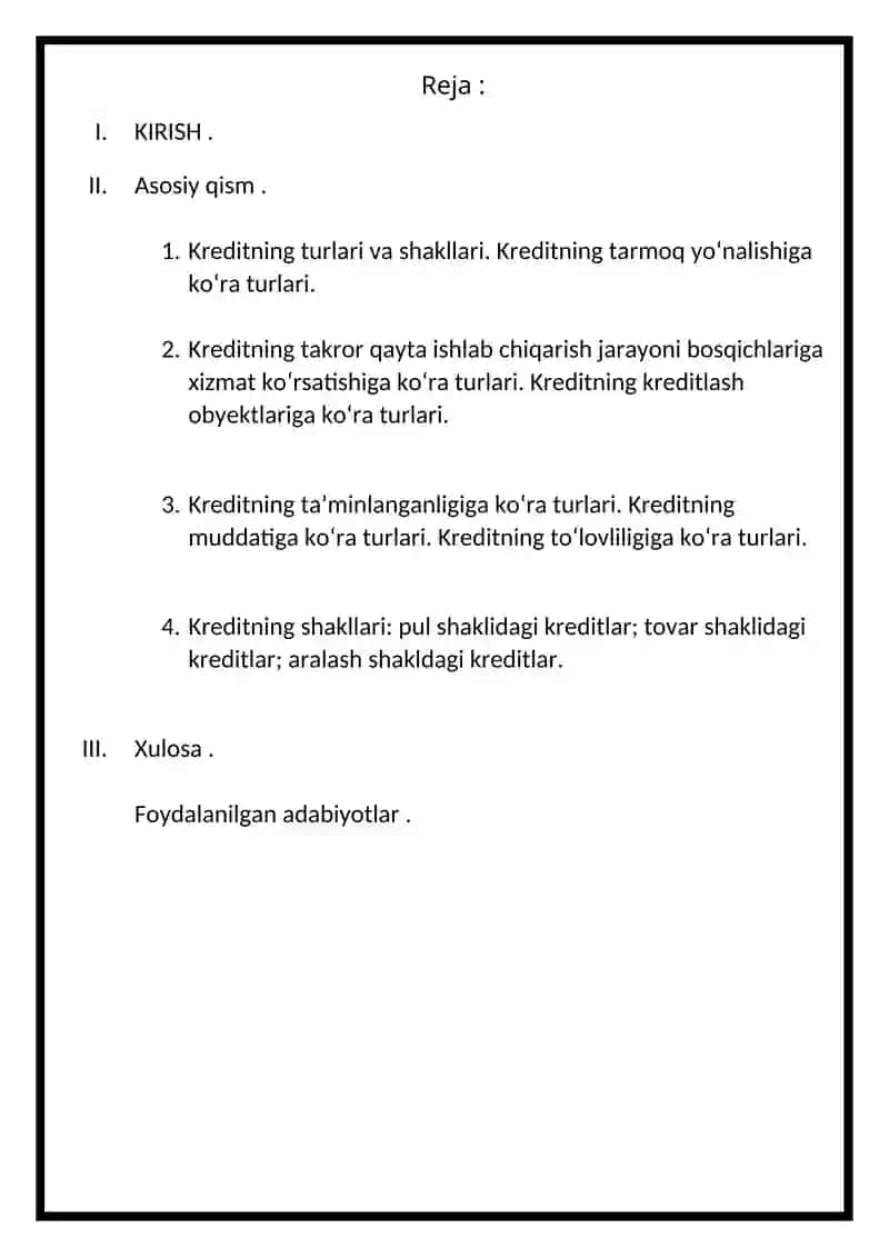 Kredit va uning hozir zamon shakllari 2