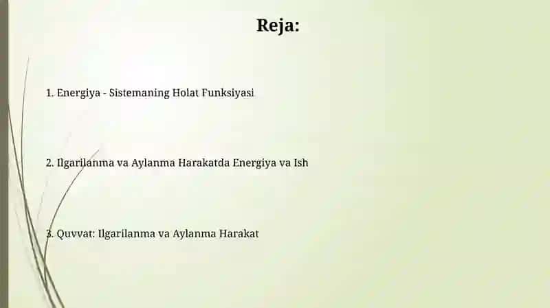 Energetika Sistemasining Holat Funksiyasi 2